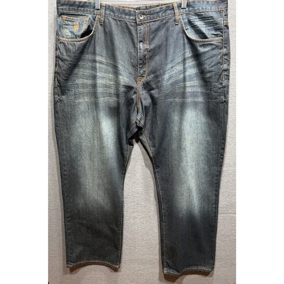 Vintage Rocawear Jeans Mens 42x32 (Fits 44x32) Blue Denim Baggy Y2K Faded Detail - Picture 1 of 12